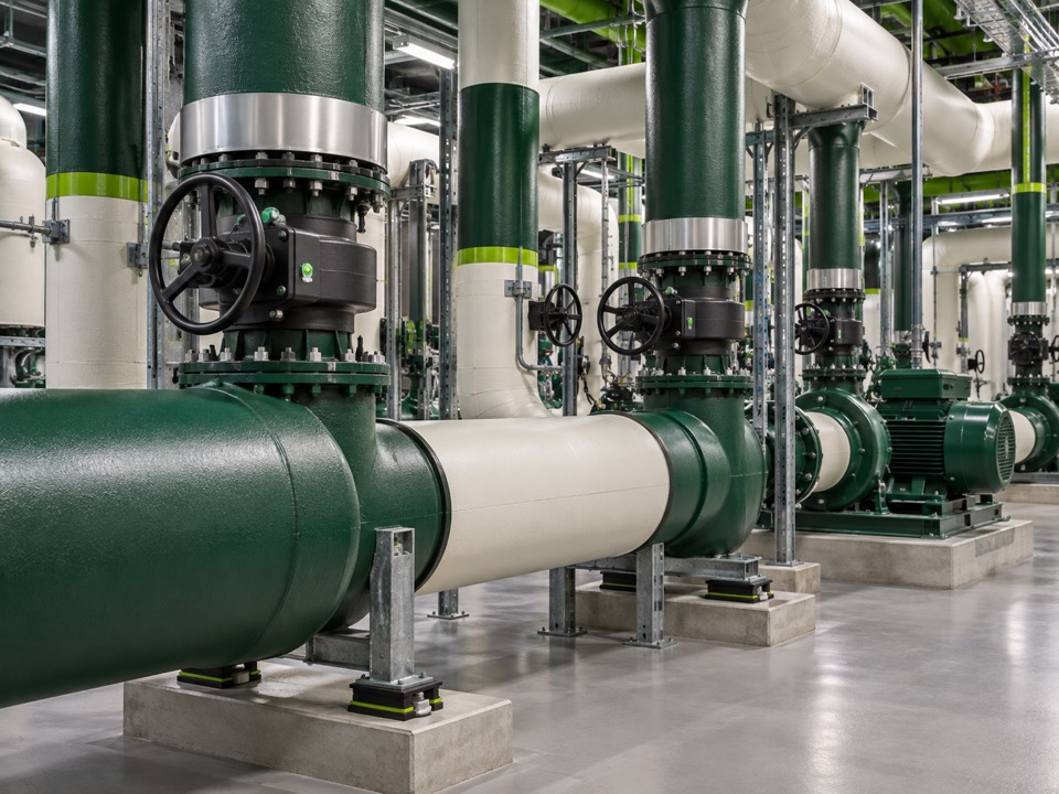 Mechanical pipework and plant in a data centre